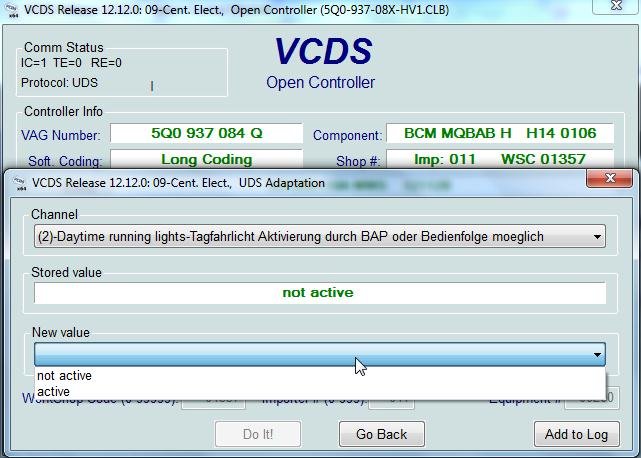 Scala (NW) - Activer/désactiver les feux de jour (DRL) avec l'écran