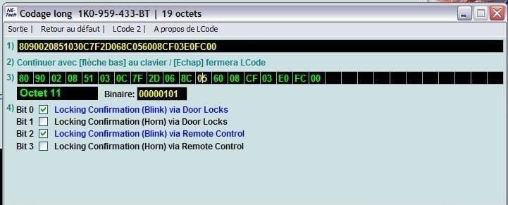 Octavia 2 (1Z) - Confirmation de verrouillage des portières (clé)